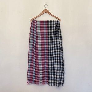 Uasu Pink, White, Black Plaid Scarf